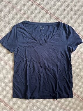 J. Crew Women's Navy V-Neck Short Sleeve Tee